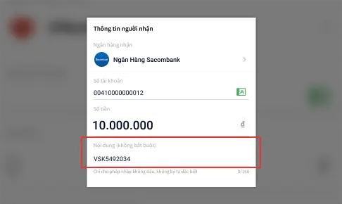 Hướng Dẫn Nạp Qua Codepay 5 Copy và dán Mã Chuyển Tiền vào phần Nội Dung Chuyển Tiền trong ứng dụng ngân hàng